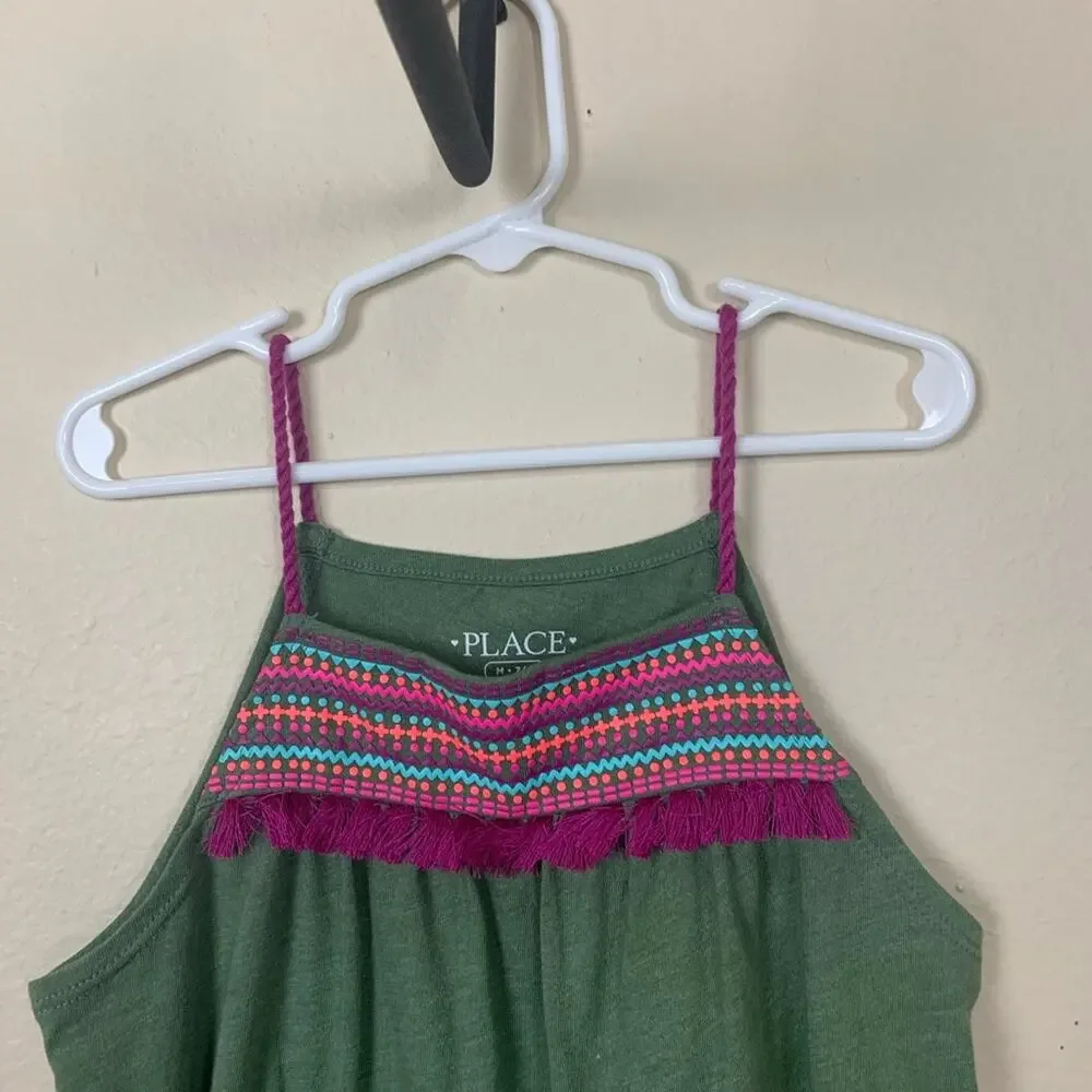 Children's Place Knit Tank with Fringe Green M